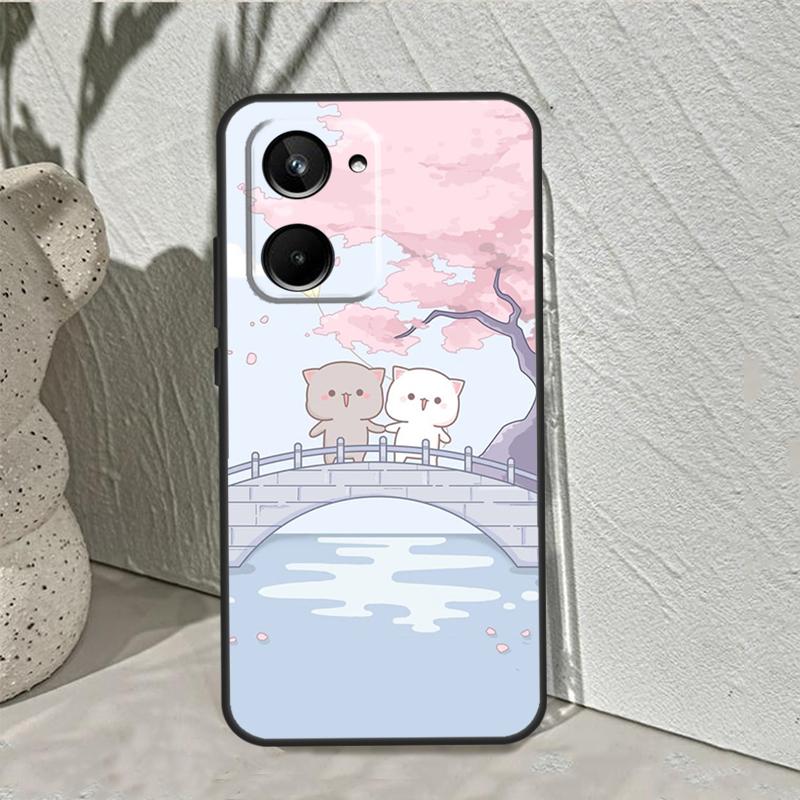 Cartoon Peach Mochi Cat Case For Realme C53 C30 C55 C33 C35 C31 C21Y C25s C15 C11 GT Neo 5 3T 2T 8 9 10 11 Pro Plus