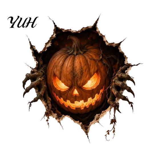 Removable Wall Murals for Bedroom Halloween Break-in 3D Decals, Illusion Effect Spooky Breaking Through Scary Stickers Holidays Sticker, Horror Ghost