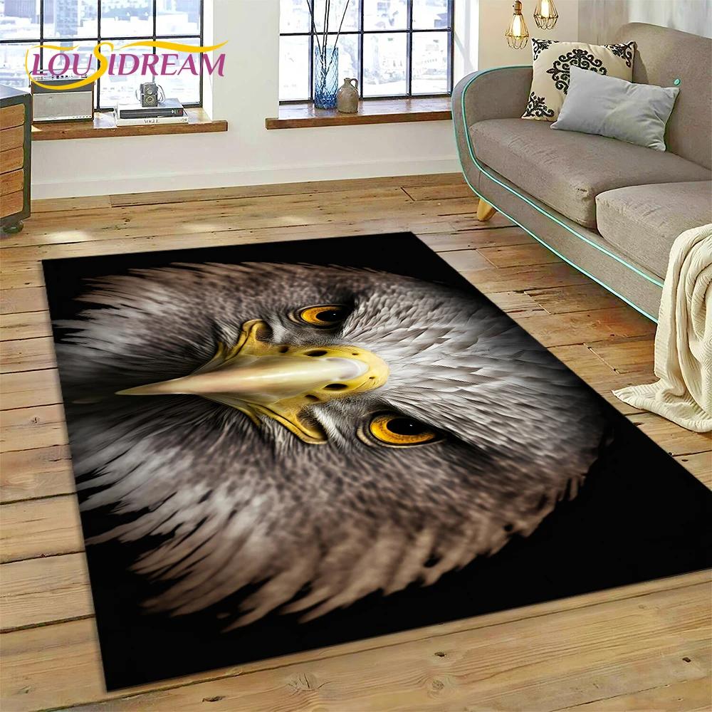 3D roztomilá sova Eagle Birds Kreslený koberec Koberec do obývacího pokoje Ložnice Dekor, podlahová rohož Protiskluzová dekorace na pohovku Rohožka dárek Kid