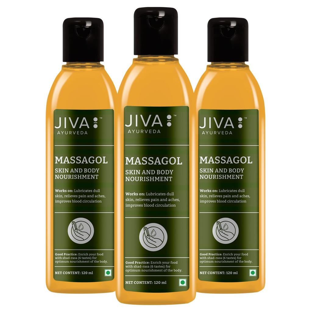 Jiva Massagol - 120 ml (Pack of 3) | Pure Herbs Used | Reduces Muscular Stiffness & Pains