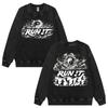 Washed Stray Kids World Tour Run It Skz Graphic Crewneck Sweatshirt Teens