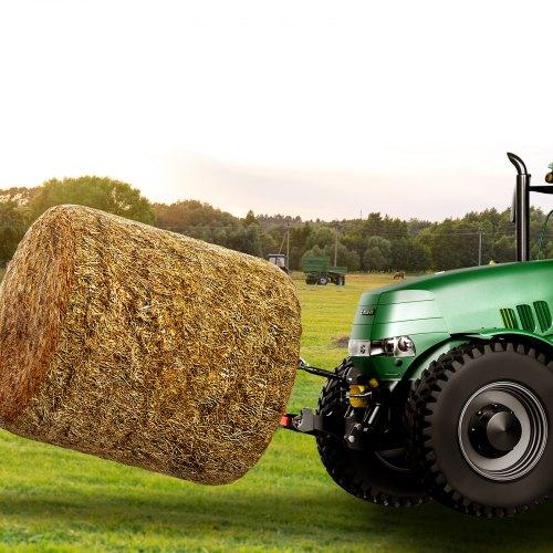 VEVOR 49" Hay Spear, Bale Spears 1600lbs Loading Capacity, Three-Point Hitch Tractor Attachment with 2pcs 17.5" Stabilizer Spears