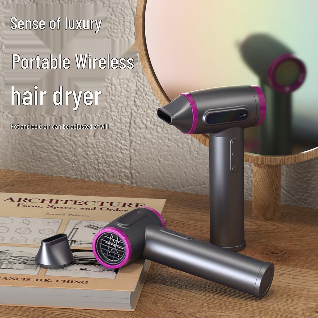 USB Rechargeable Cordless Hair Dryer with Strong Airflow and Long Battery Life