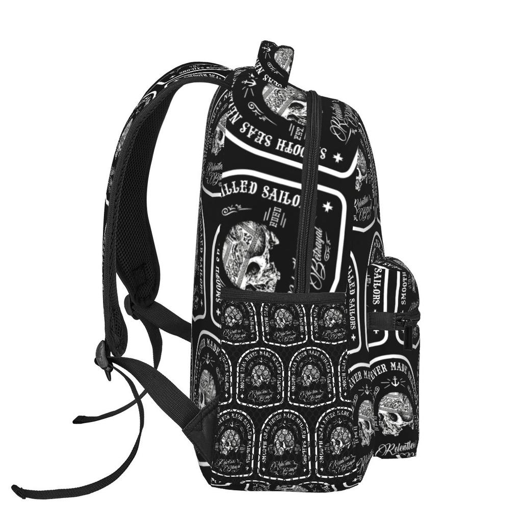 Ein ruhiger Ozean macht nie einen erfahrenen Seemann Totenkopfmuster Rucksack Schüler Junge Mädchen BuchTasche Schultasche Umhängetaschen für Männer Frauen