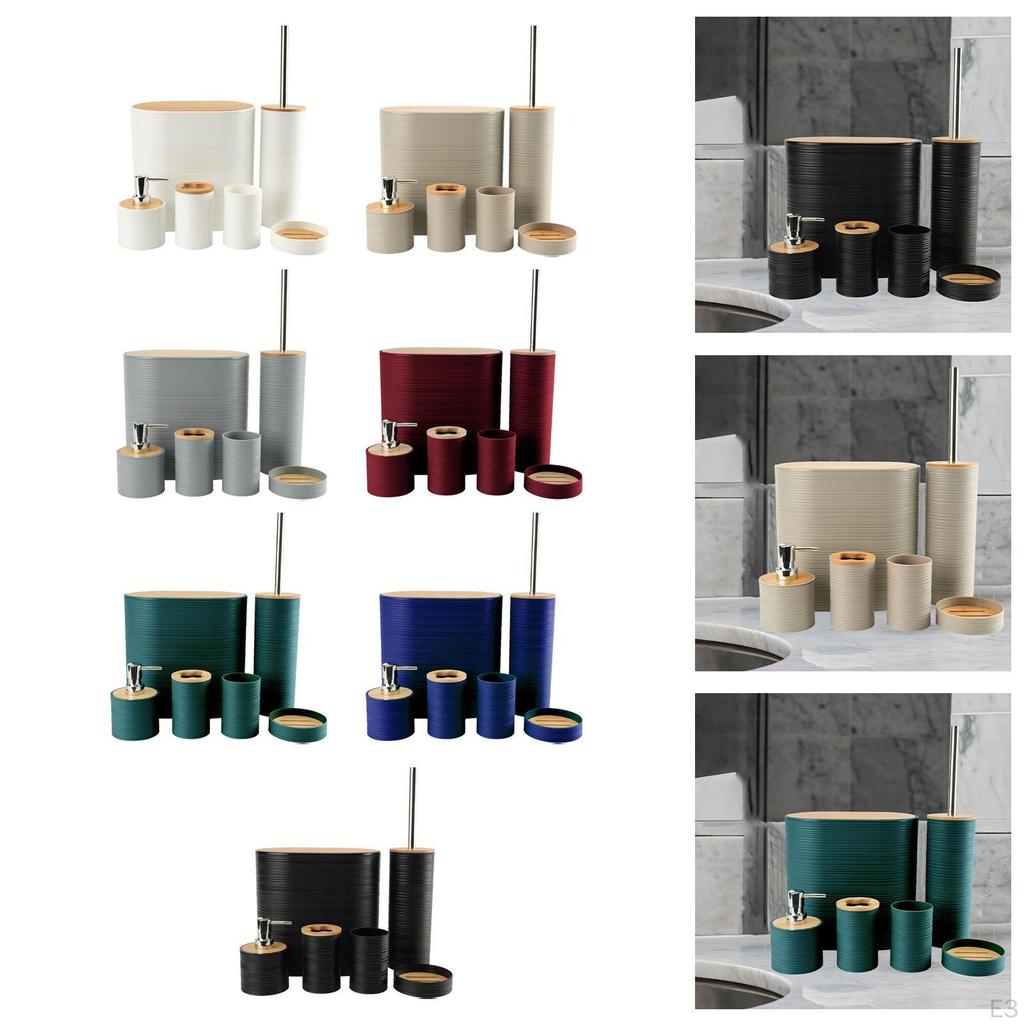6 Pieces Bathroom Accessories Set Mouthwash Cup Practical Simple Soap Dish Garbage Trash Can for