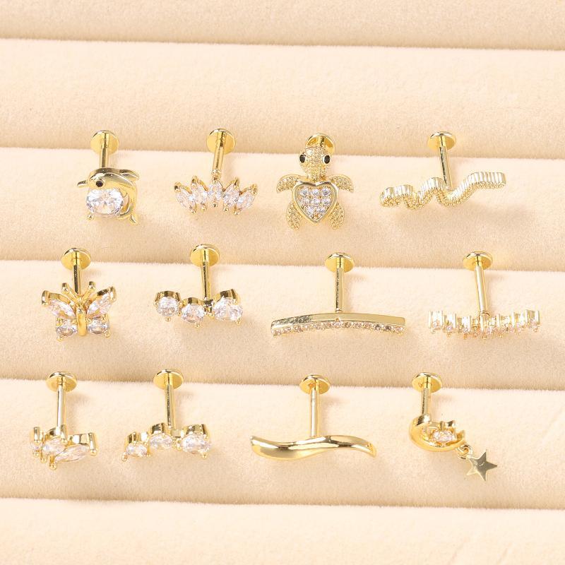 1 Adet Çiçek Tragus Piercing Küpe Ucu İçten Dişli 316L Cerrahi Çelik Takı