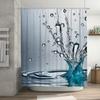 3D Waterproof Shower Curtain Splash Print Bathroom Decor for Home Decoration, Polyester Material Water Splashing Pattern In Blue