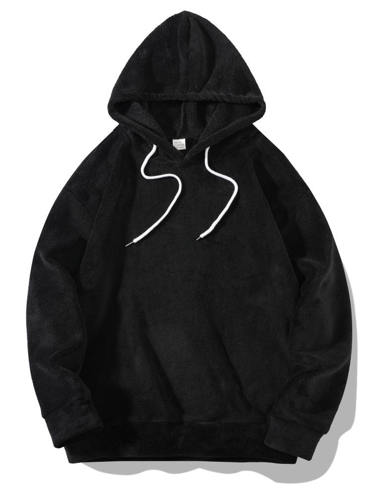 Autumn Winter Large Size Hooded Men's Casual Personality Fashion Sweater Coral Velvet Sweater Men's Comfortable Fit Skin-friendly Breathable Tops