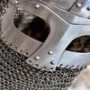 Medieval Combat Helmet with Chain Trough Knight Crusader Armor, LARP SCA Battle-Ready Steel Helmet Gift
