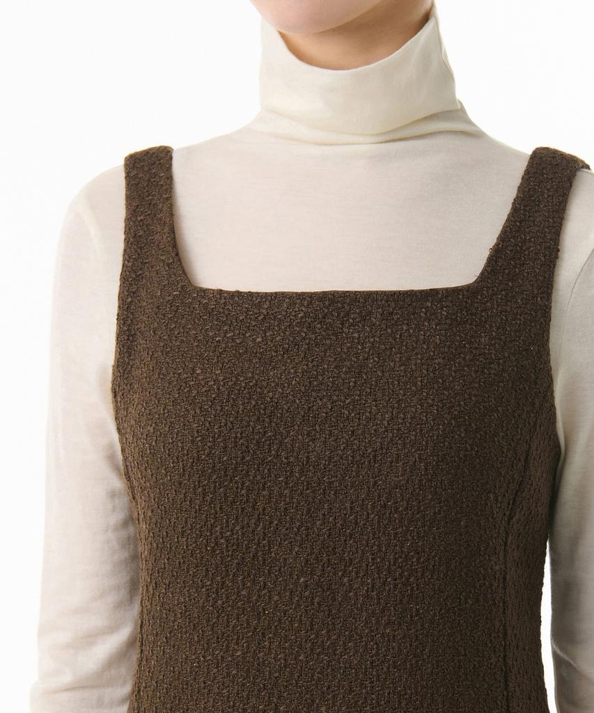 Musinsa Standard Woman Women'S Square Neck Tweed Mini Dress [Brown]