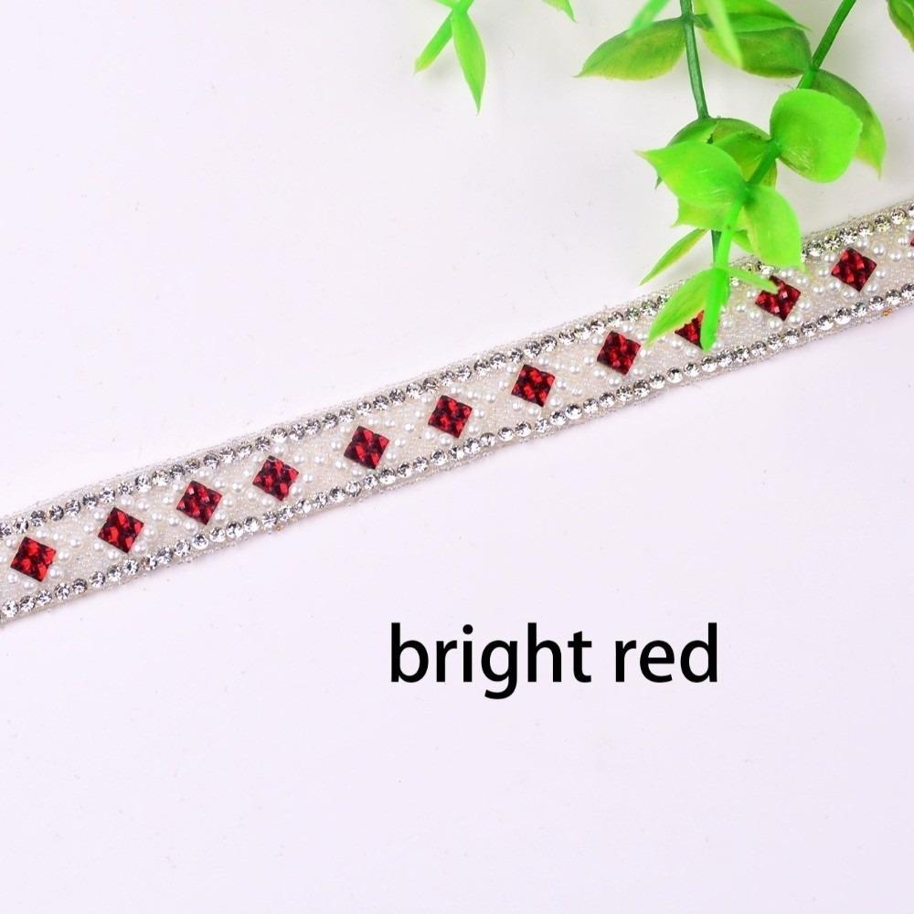 Самоклеящаяся цепочка с жемчугом, блестящая гибкая хрустальная цепочка, цепочка со стразами, для поделок DIY красный