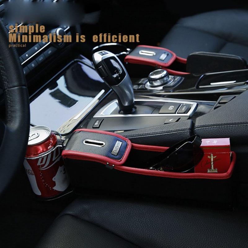 Premium Pu Leather Car Seat Storage Box Stylish Coin Collector And Cup Holder