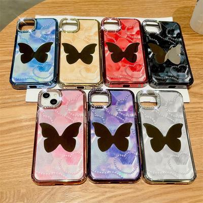 Luxuriöse galvanisierte Schmetterlingshülle für Apple 15 Handyhülle IPhone 14pro Objektiv Strass 13 Sturzschutzhülle