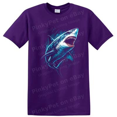 Shark Graphic T Shirt Ocean Predator Sea Life Tee Wavy Blue Art Design