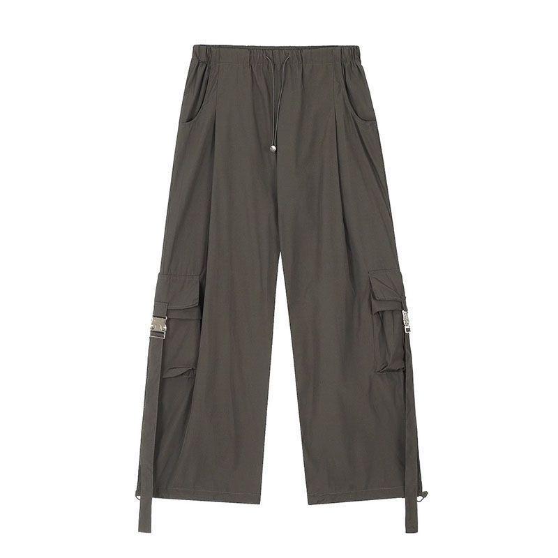 Southeast Asia Exclusive: Women's American Street Style Cargo Pants with Large Pockets and Ribbons