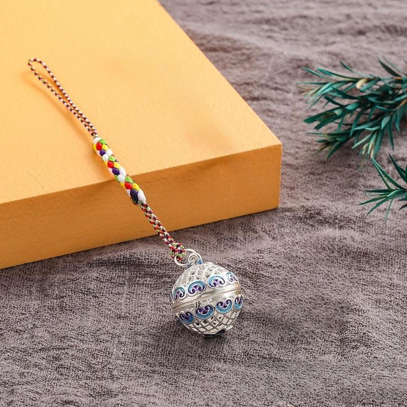 Hollow Sachet Ball Pure Copper Mobile Phone Chain Pendant Portable Aromatherapy Ancient Style Hanfu Xiangmu Palace Bell Cloisonne Pendant