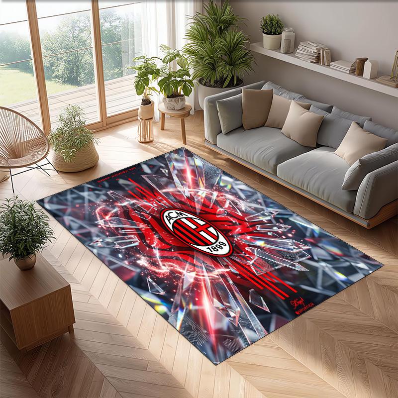 AC Mailand Bedruckter Flanell Teppich Rutschfest Weicher Polyester Boden Teppich Indoor Dekor Matte für Schlafzimmer Wohnzimmer Sofa Spielzimmer Heimdekoration