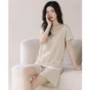 Langsha Women's Pajamas Spring Summer 100% Cotton Homewear with Built-in Bra, Wearable Outside, Short Sleeve and Shorts