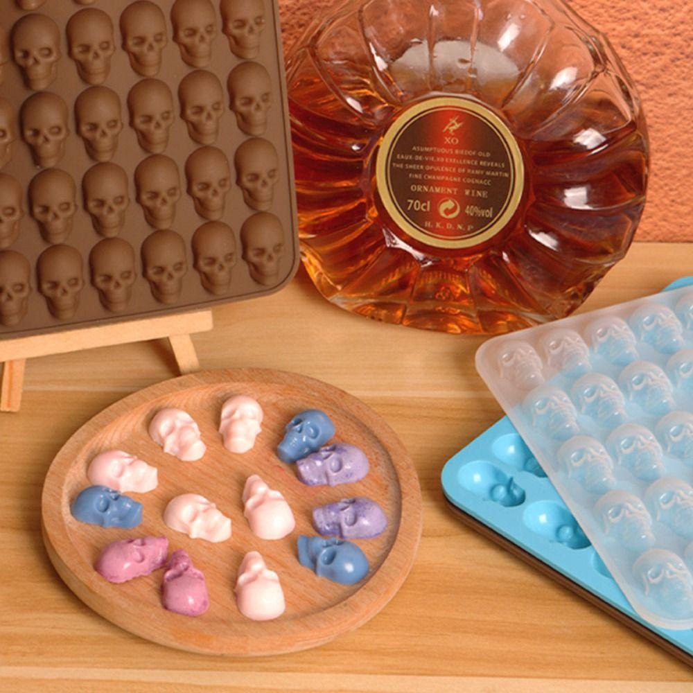 Reusable Skull Silicone Mold 40 Cells Skeleton Head Mould Mini Skeleton Head Mold  Kitchen