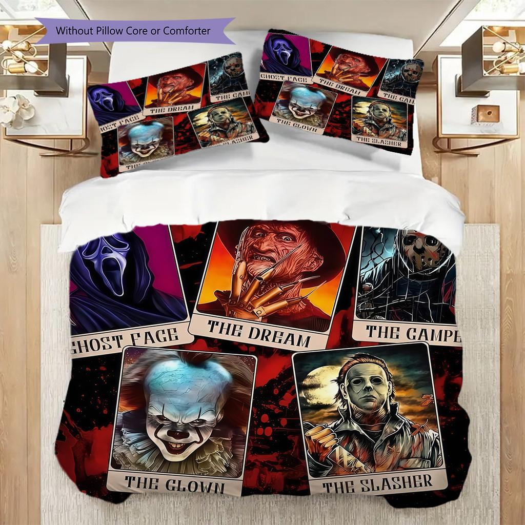 Horror Movie Posters Set Bedding 1 Duvet Cover 2 Pillowcase Without Core Christmas Birthday Gift Bedding Set Soft And Comfortable