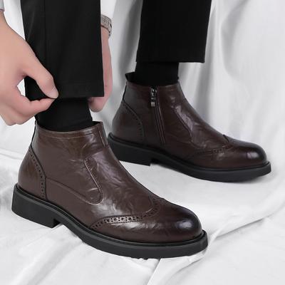 Mode Homme Mode Bottines en Cuir Homme Bottes Courtes Style Britannique Hautes Chaussures Formelles d'Affaires Chaussures Chelsea Rétro Classiques pour Homme