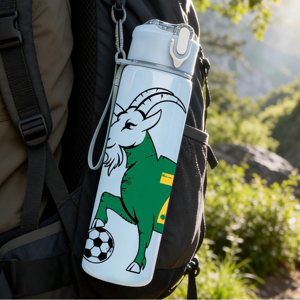 1PC Number Seven Goat Soccer Figure 750ml Color Plastic Water Bottle Leakproof Flip Straw Lid For Sports Office Home Use