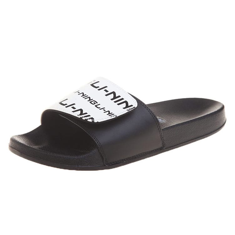 Li Ning Quiet Slip Resistant Quiet Slip Resistant Slide Slippers Men's Black White AGAR021-1