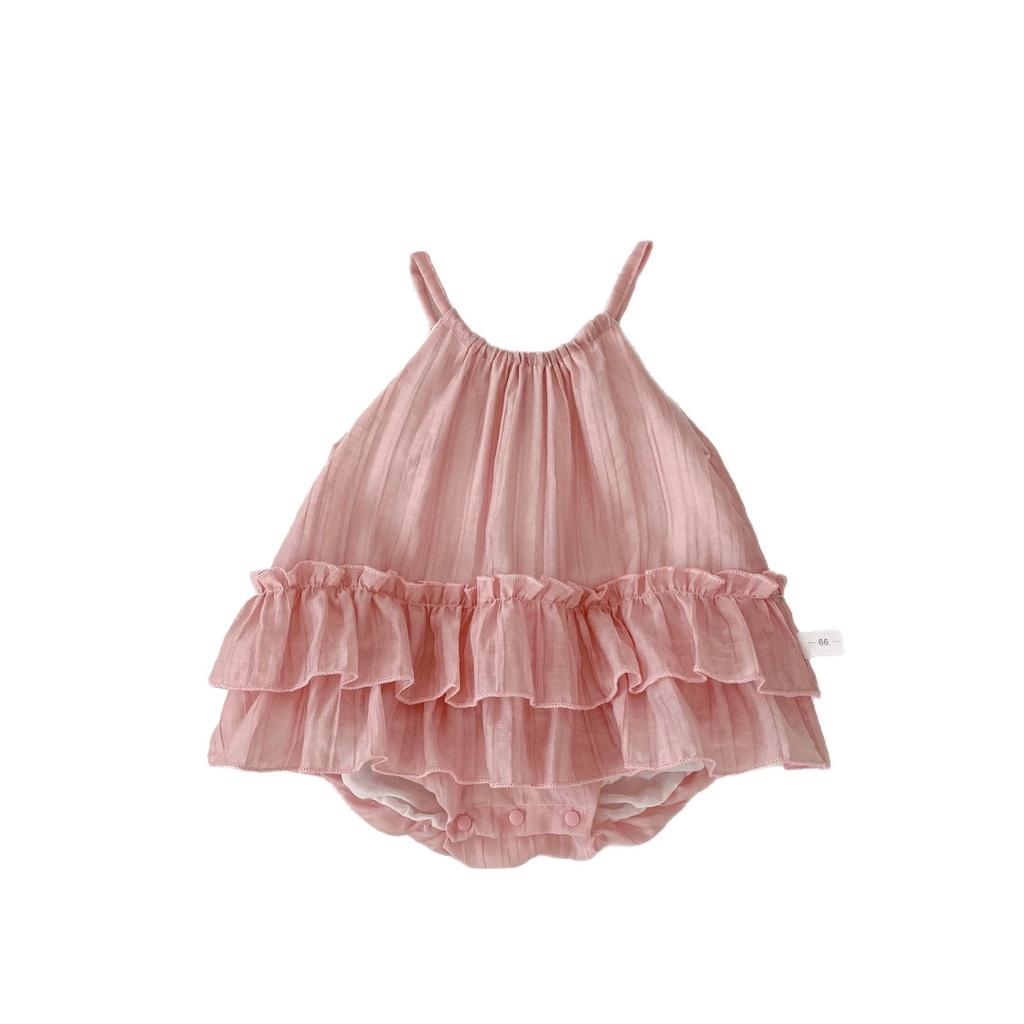 Baby Girl Summer Thin Strap Ruffle Romper Bodysuit for Outings