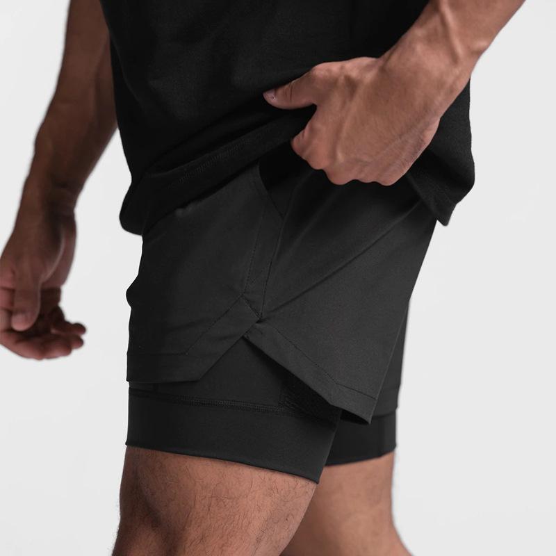 Crazy Muscle Men's Sports and Leisure Shorts Double Layered Marathon Basketball Fitness Quick Drying Shorts