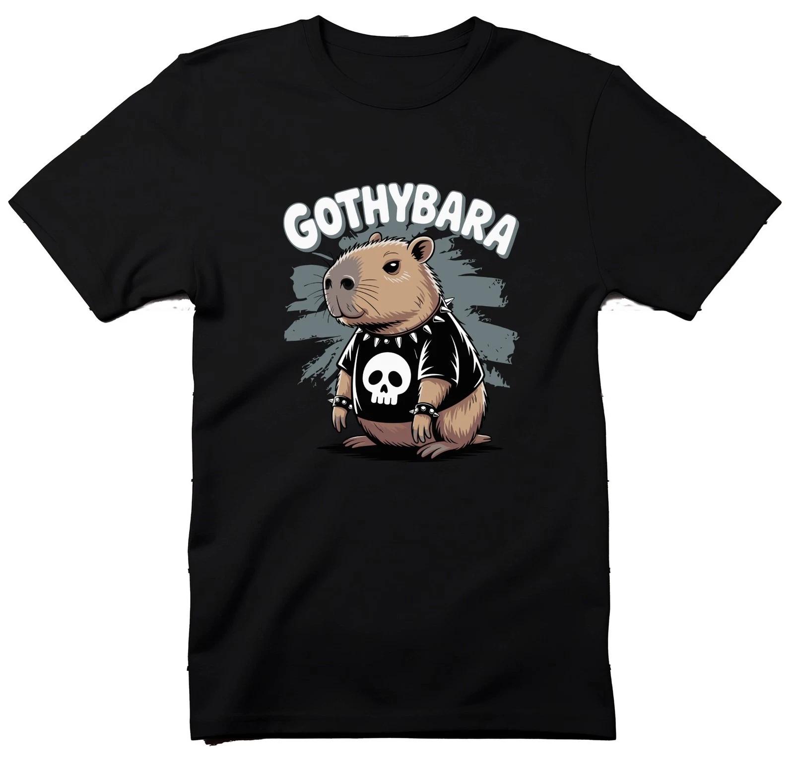 Gothybara T Shirt, Capybara Tee, Goth Rodent Shirt, Funny Animal Tee, Cute Goth 3XL