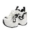 Fashion Fashion 8CM High Platform Sneakers Women Thick Sole Non Slip Sports Dad Shoes Woman Korea PU Leather Chunky Sneakers 2024 Spring