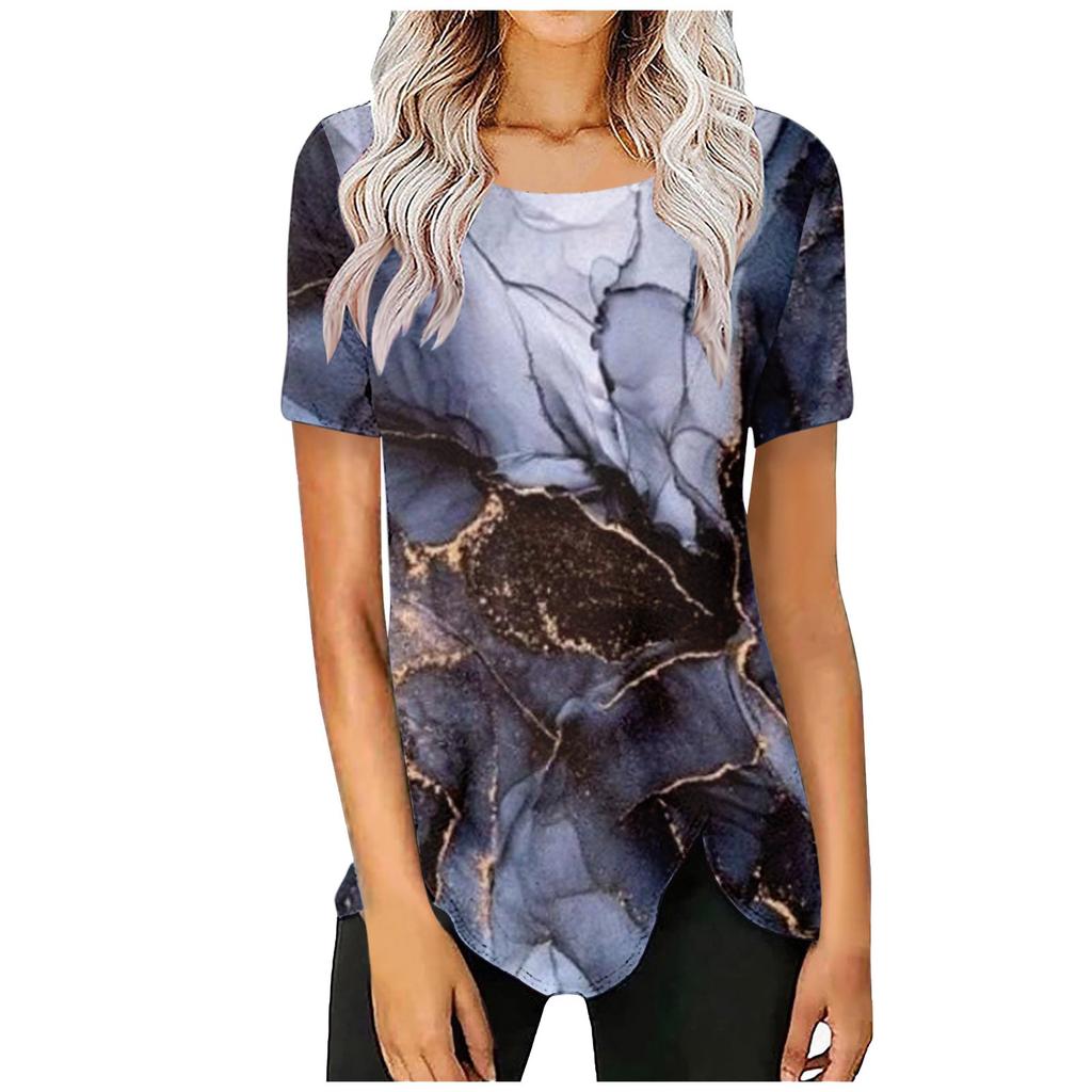 Women's Fashion Casual Temperament Crewneck Loose Printed Short Sleeve T-shirt Top