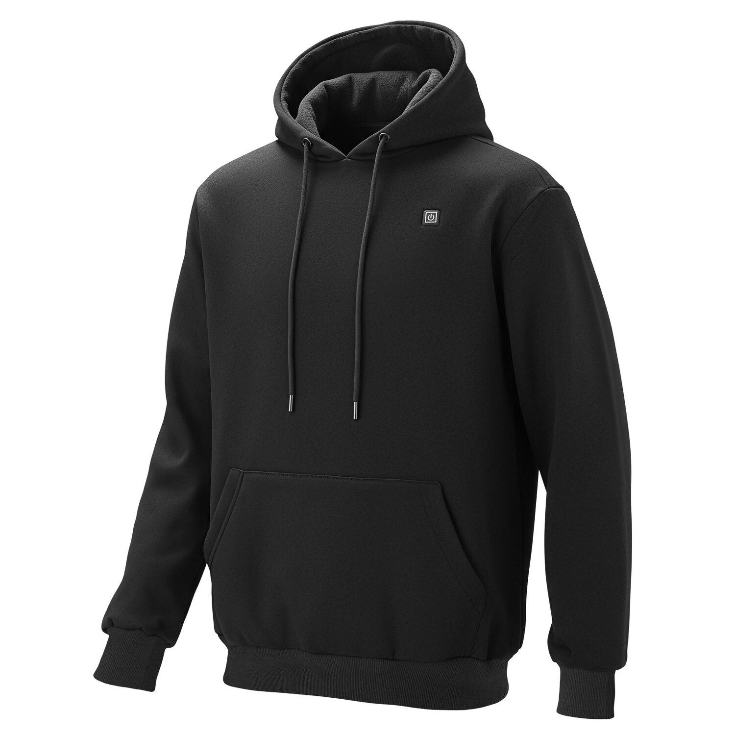 Sweat à capuche chauffant pour hommes et femmes, veste chauffante unisexe avec batterie rechargeable 7,4 V 16000 mAh, 5 zones de chauffage, 3 niveaux de température, 4-8H black