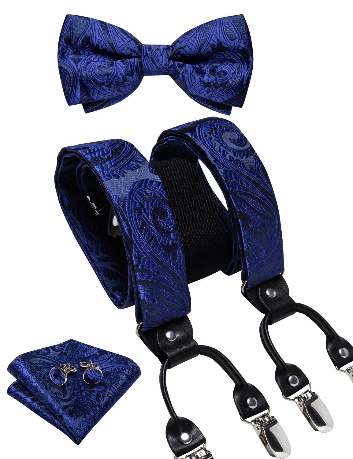 

Мужские шелковые подтяжки с узором пейсли, зажимы, сверхмощный эластичный ремень для брюк с галстуком-бабочкой на подтяжках