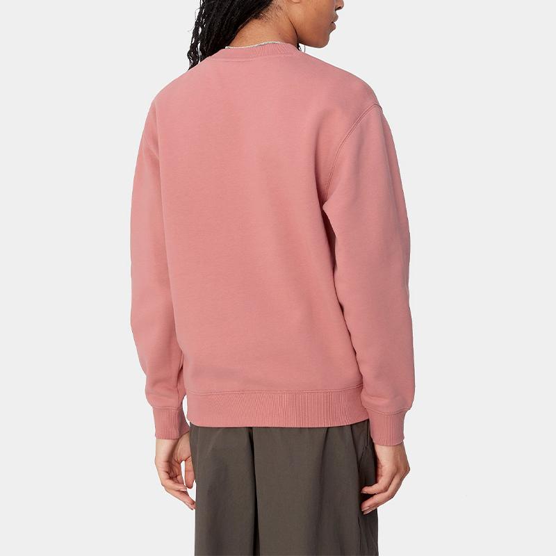 Carhartt WIP Womens Sweatshirt Logo Embroidery Crew Neck Long Sleeve Women Sweatshirts Pink I033647-2D8-XX
