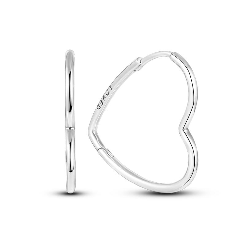 

Серебряные серьги из настоящего серебра, асимметричные серьги-кольца в форме сердца для женщин, модные серебряные серьги, ювелирные изделия, подарок