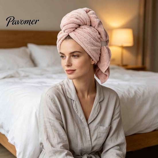 Breathable Hair Drying Towel for Hotel Microfiber Wrap, Quick Dry Anti-frizz Turban with Elastic Comfortable Cap Home Band, Super Absorbent Women Wrap