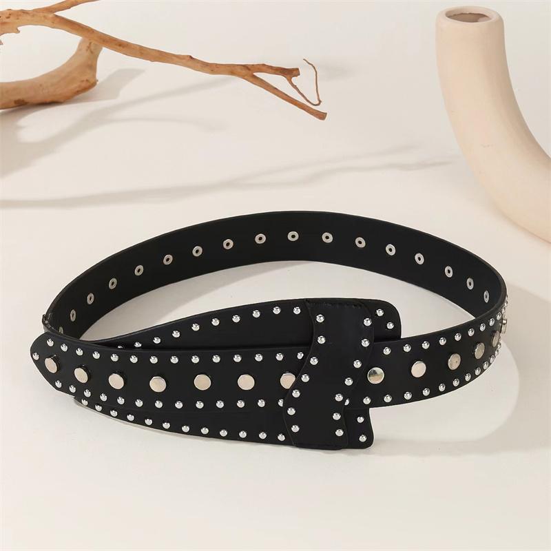 Punk Style Willow Nails Personalized Belt Decoration Versatile Snap Buckle Belt Trendy Trouser Belt