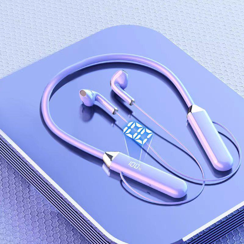 Hanging Neck Bluetooth Sports Earphones with Long Battery Life & Digital Display