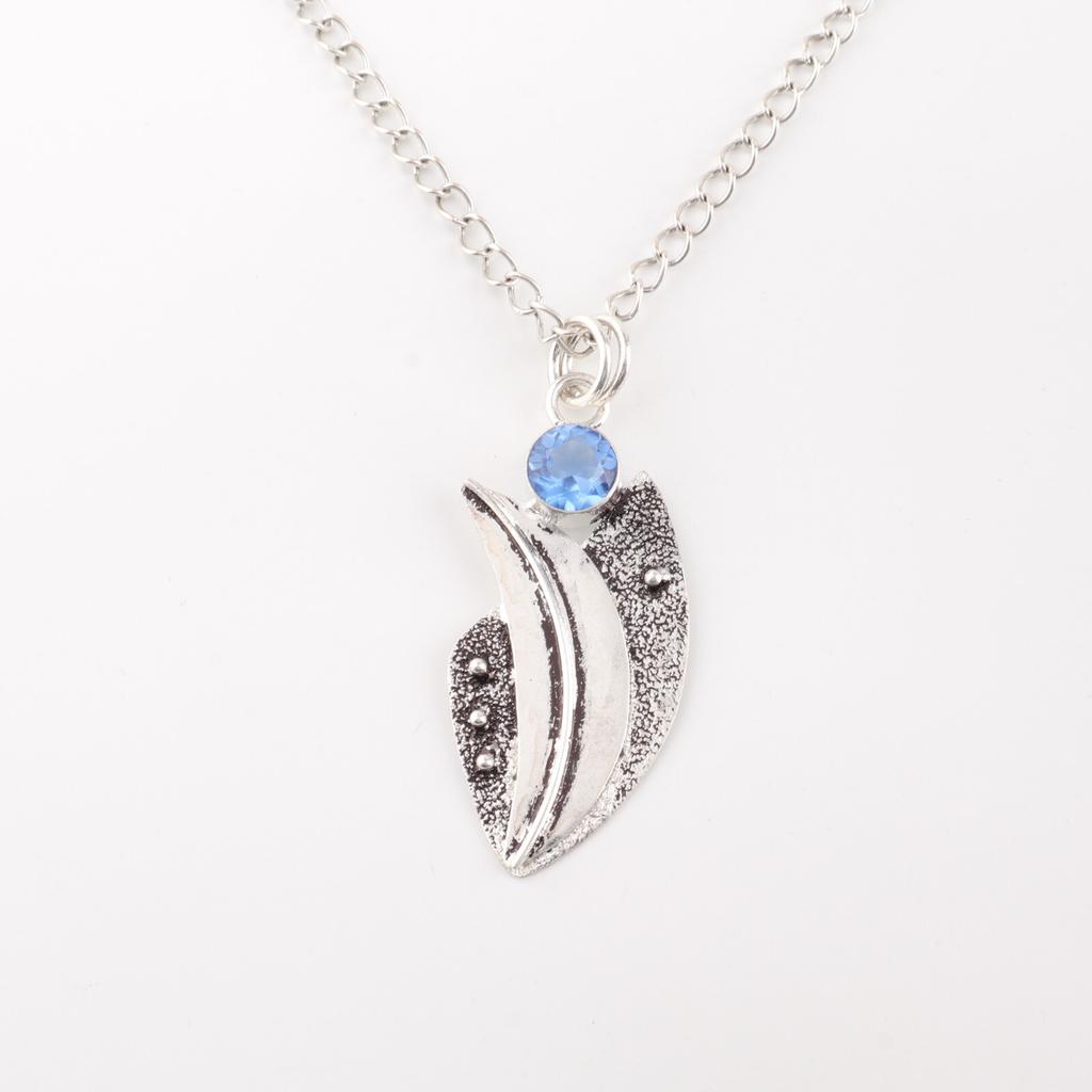 Natural Tanzanite Gemstone925 Sterling Silver Jewelry Leaf Pendant Gift For Wife PP-36-4