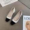 2025 Spring New Color Matching Fashion Design Square Head Thick Heel Single Shoes Women's Versatile Medium and High Heel Commuter Work Shoes