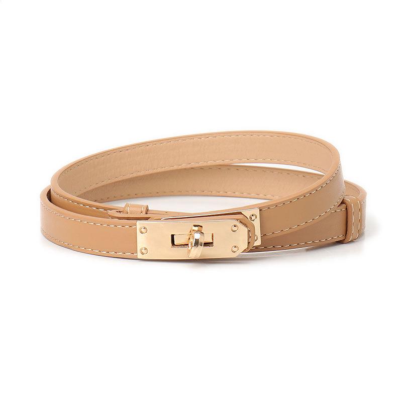 High-End Adjustable Women's Leather Skinny Belt for Dresses and Sweaters