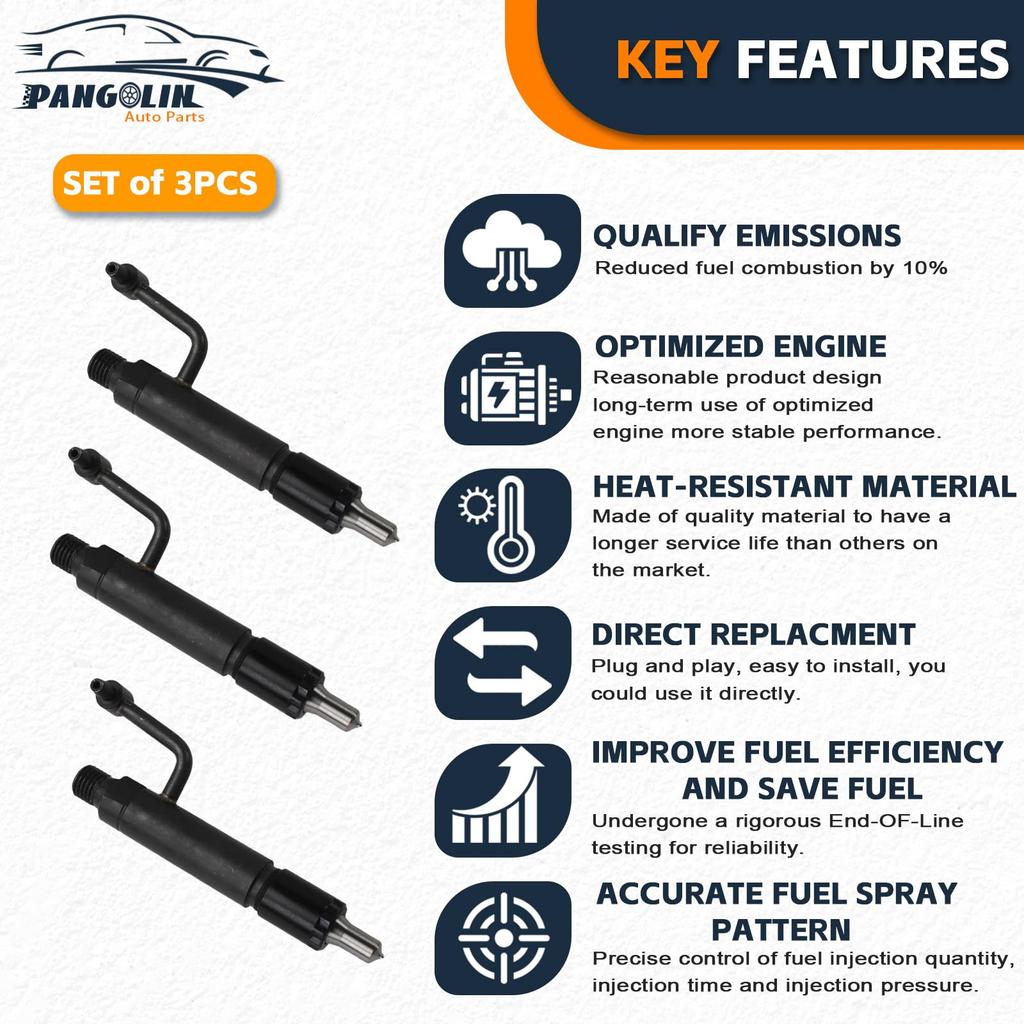 PANGOLIN 729004-53101 Fuel Injector 3pcs for Yanmar 3TNV84 3TNV88 3JH3CW Komatsu 3D88E S3D84 Aftermarket Parts
