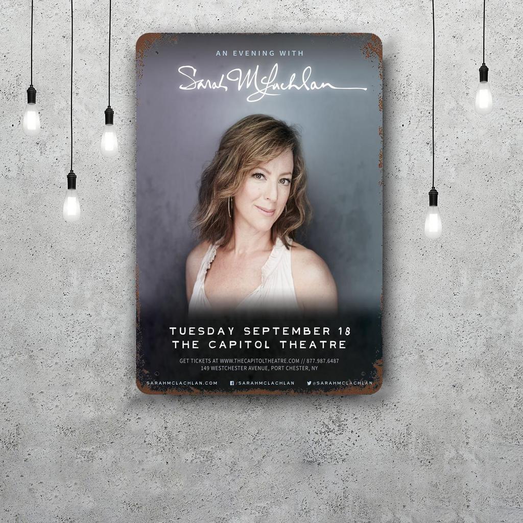 Sarah McLachlan Decor Poster Vintage Tin Sign Metal Sign Decorative Plaque for Pub Bar Man Cave Club Wall Decoration