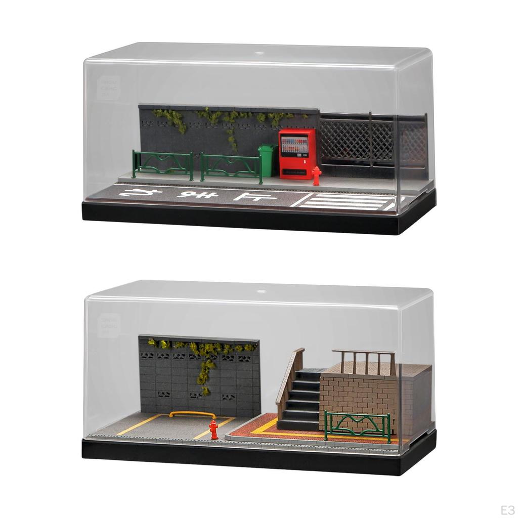 1/64 Diecast Model Car Display Case Diorama Layout for Sports Desktop Decor Toy Cars Street
