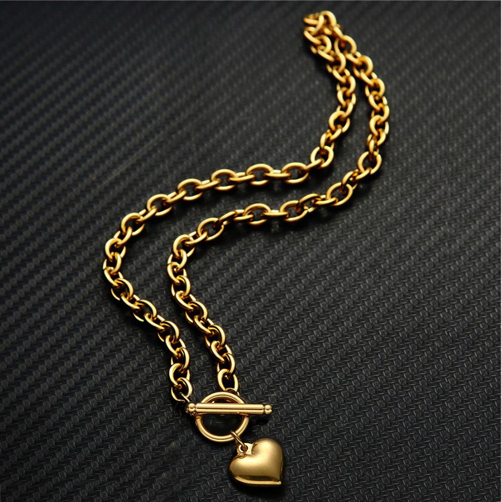 Collier Pendentif Cœur en Acier Inoxydable Style Coréen - Cadeau de Noël