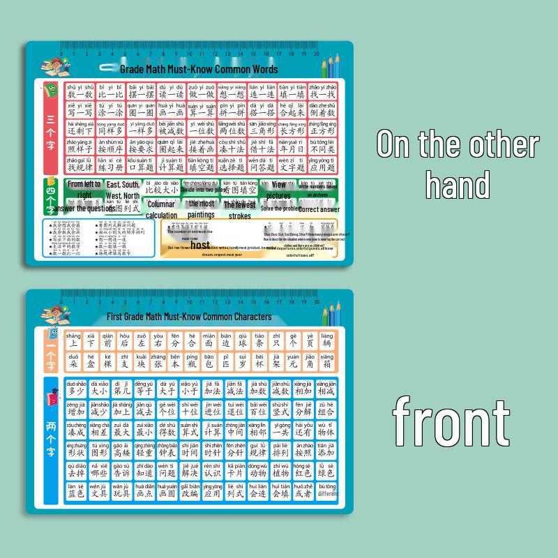 First Grade Essential Math & Character Recognition Cards: Chinese, Pinyin & Common Characters