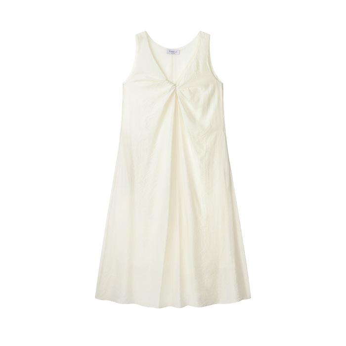 

[Original fabric] Temperament V-neck kink pullover vest skirt women s summer new loose French holiday style jumpsuit XL