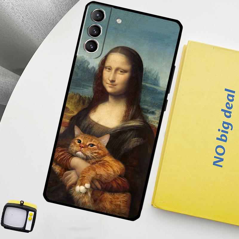 

Funny Cat Art Phone Case For Samsung Galaxy S26 S24 Ultra S20 S21 S22 S23 Plus S10 S24 FE S25 Ultra Cover Galaxy S20