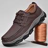 Men's PU Leather Thick Sole Hiking Shoes - Large Size Casual Outdoor Sneakers